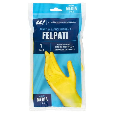 Guanti Felpati in Lattice Naturale 1 Paio Misura Media U! Confronta e Risparmia